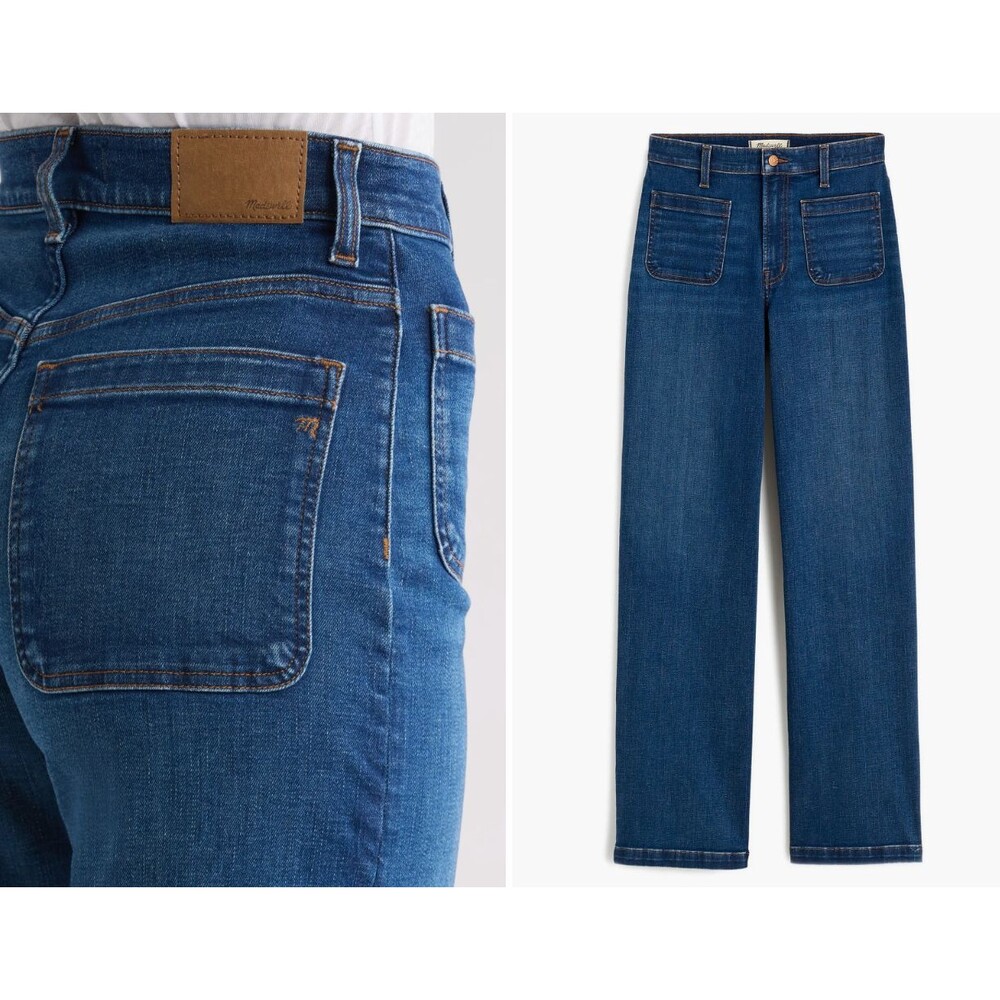 Madewell Emmett Patch Pocket Wide Leg Jeans Women's Size 27 Allentown Wash $138 - Picture 2 of 12